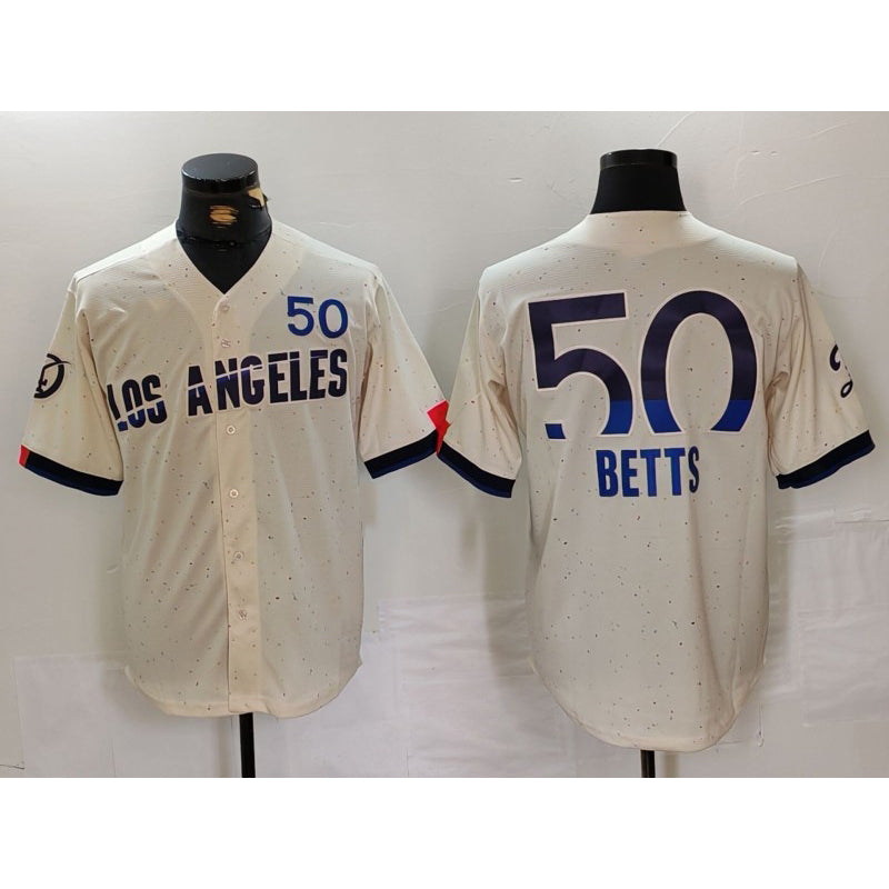 Brooklyn Dodgers #50 Mookie Betts Cream MIKSHPS 2024 City Connect Limited Stitched Jersey
