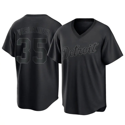 Detroit Tigers #35 Justin Verlander Player Black MIKSHPS T-shirt Home Game Stitched Jerseys