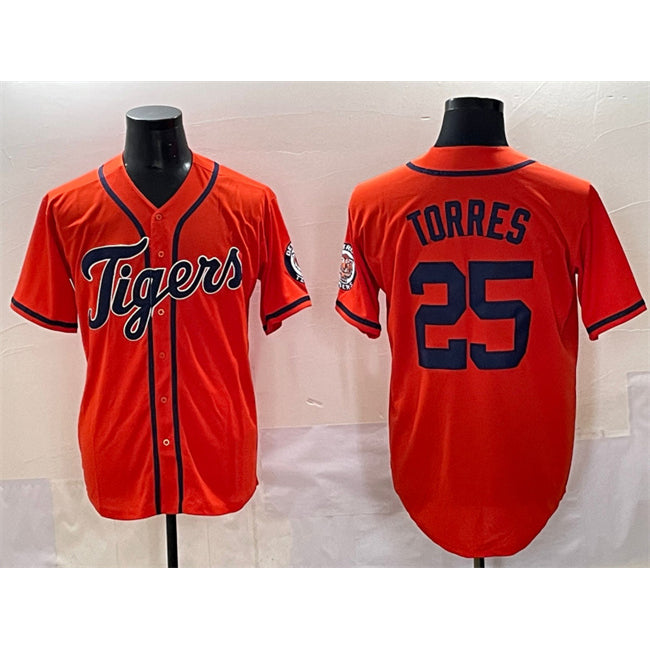 Detroit Tigers #25 Gleyber Torres Orange MIKSHPS With Patch Vapor Premier Limited Stitched Jersey