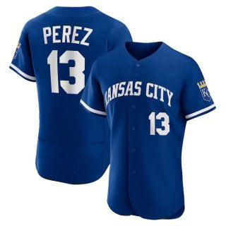 Kansas City Royals #13 Salvador Perez Blue MIKSHPS Flex Base Stitched Jersey