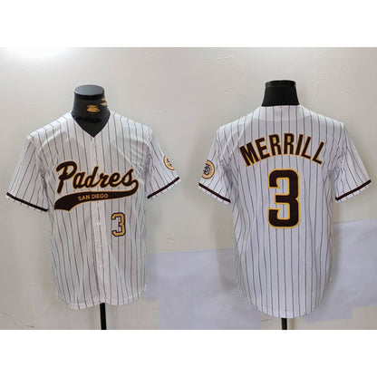 San Diego Padres #3 Jackson Merrill White MIKSHPS 2023 Cool Base Stitched Jerseys