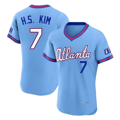 Atlanta Braves #7 Ha-Seong Kim Player Powder Blue MIKSHPS 2026 City Connect T-shirt Limited Elite Home Game Stitched Jerseys