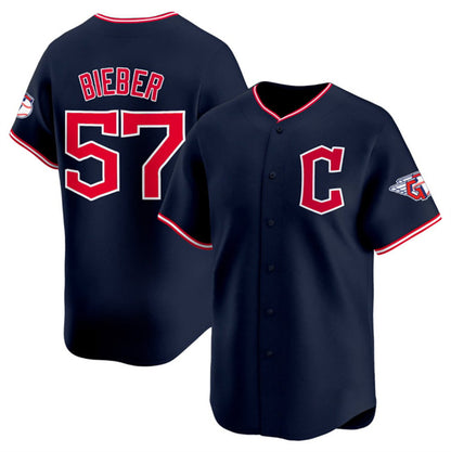 Cleveland Guardians #57 Shane Bieber Navy MIKSHPS 2025 Alternate Limited Stitched Jersey