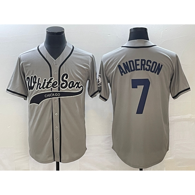 Chicago White Sox #7 Tim Anderson Grey MIKSHPS Cool Base Stitched Jersey 2