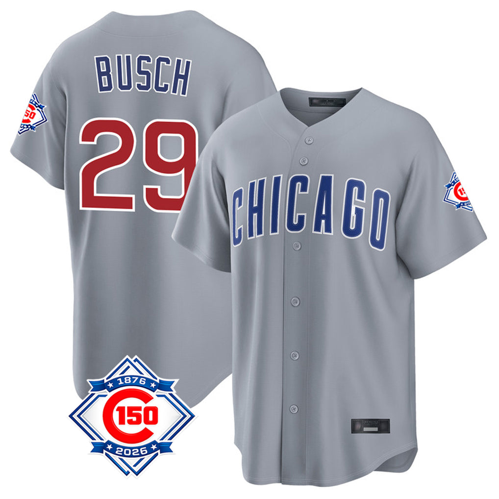 Chicago Cubs #29 Michael Busch Player Gray MIKSHPS 150th Anniversary Home Game Stitched Jerseys