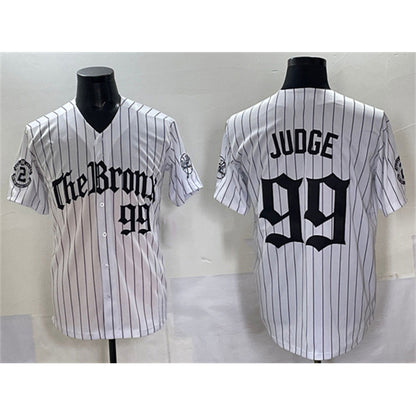 New York Yankees #99 Aaron Judge White MIKSHPS Fashion Pinstripe 'Gothic Legacy Edition' Vapor Premier Limited Stitched Jersey