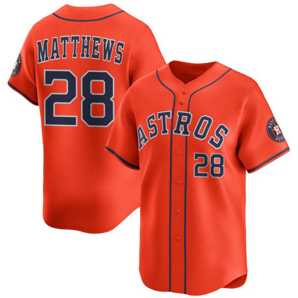 Houston Astros #28 Brice Matthews Orange MIKSHPS 2025 Alternate Limited Stitched Jersey