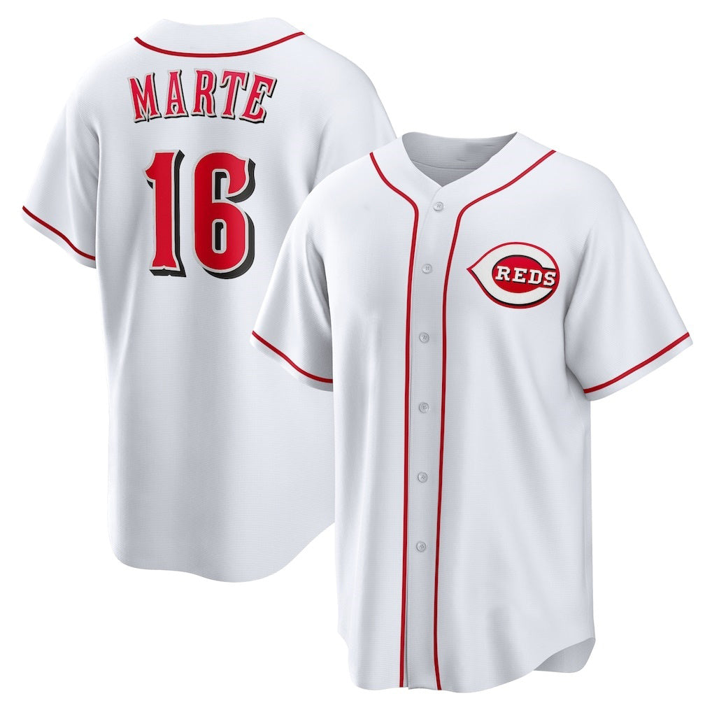Cincinnati Reds #16 Noelvi Marte White MIKSHPS Home Replica Jersey