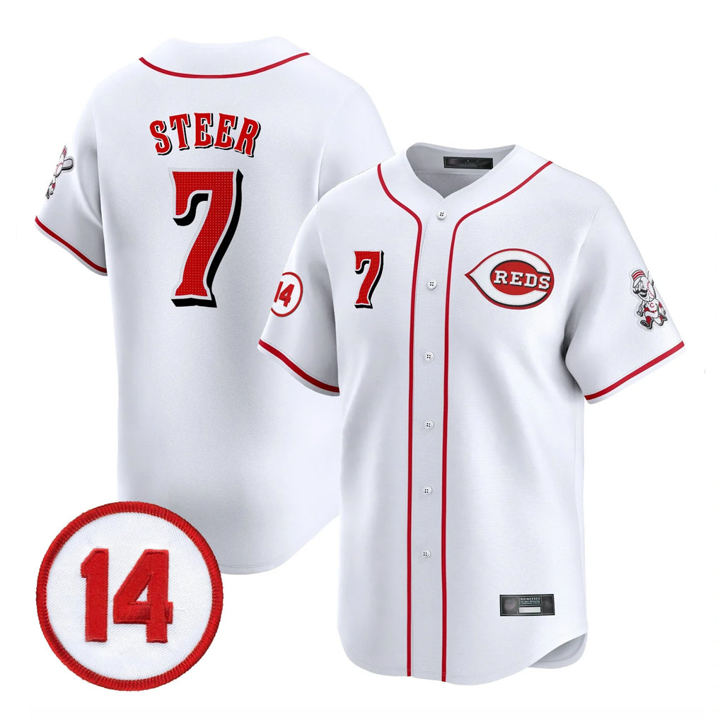 Cincinnati Reds #7 Spencer Steer Player White MIKSHPS Vapor Premier Limited Home Stitched Jerseys