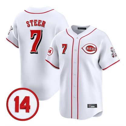 Cincinnati Reds #7 Spencer Steer Player White MIKSHPS Vapor Premier Limited Home Stitched Jerseys