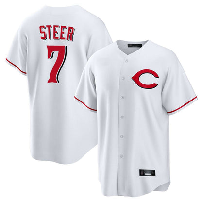 Cincinnati Reds #7 Spencer Steer Player White MIKSHPS Home Game Stitched Jerseys