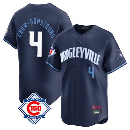 Chicago Cubs #4 Pete Crow-Armstrong Player Navy MIKSHPS City Connect 150th Anniversary Limited Home Stitched Jerseys