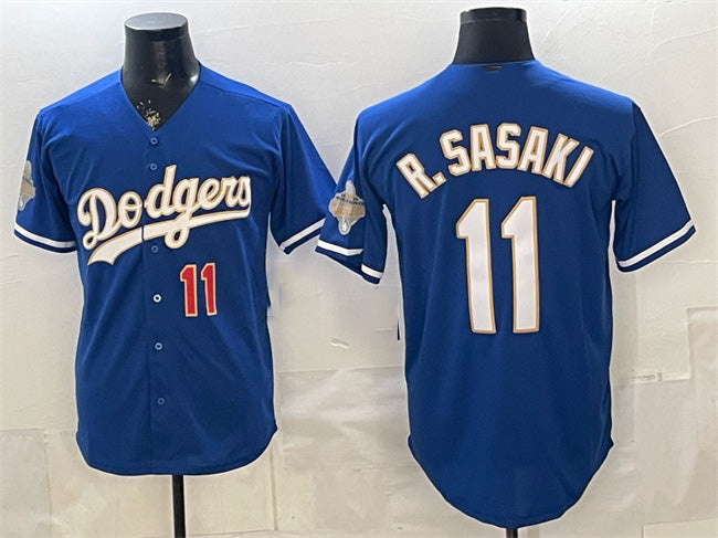 Los Angeles Dodgers #11 Roki Sasaki Royal MIKSHPS 2026 Alternate Gold Collection Stadium Stitched Jersey