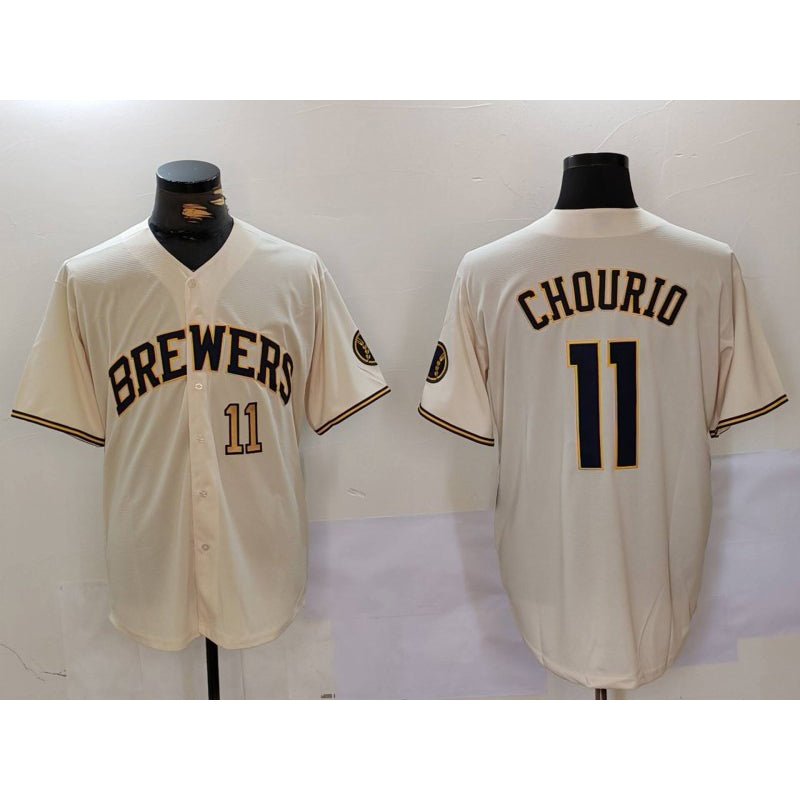 Milwaukee Brewers #11 Jackson Chourio Cream MIKSHPS Stitched Cool Base Jerseys