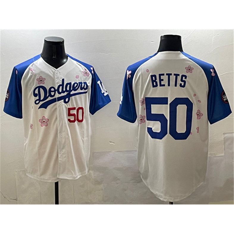 Los Angeles Dodgers #50 Mookie Betts White Royal MIKSHPS 2025 Tokyo Series Limited Stitched Jersey