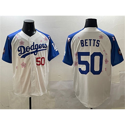 Los Angeles Dodgers #50 Mookie Betts White Royal MIKSHPS 2025 Tokyo Series Limited Stitched Jersey