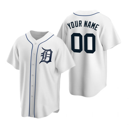 Custom Detroit Tigers White MIKSHPS Stitched Cool Base Home Jersey