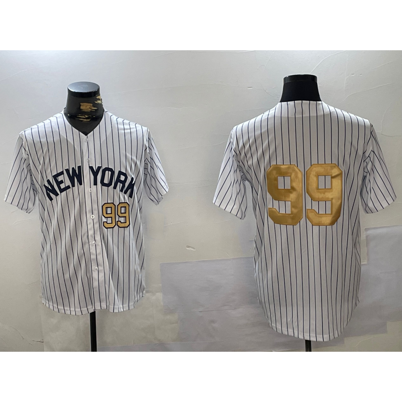 New York Yankees #99 Aaron Judge White MIKSHPS Pinstripe Without Name Fashion Cool Base Jerseys