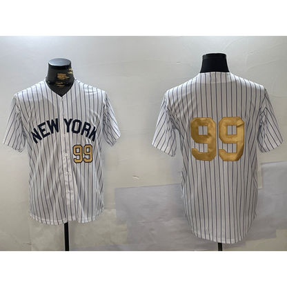 New York Yankees #99 Aaron Judge White MIKSHPS Pinstripe Without Name Fashion Cool Base Jerseys