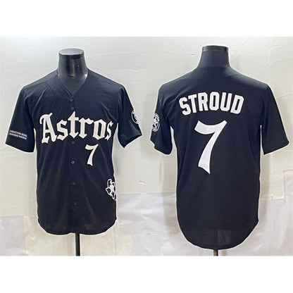 Houston Astros #7 C.J. Stroud Black MIKSHPS Gothic 'Houston Born Barrio Raised' Limited Stitched Jersey
