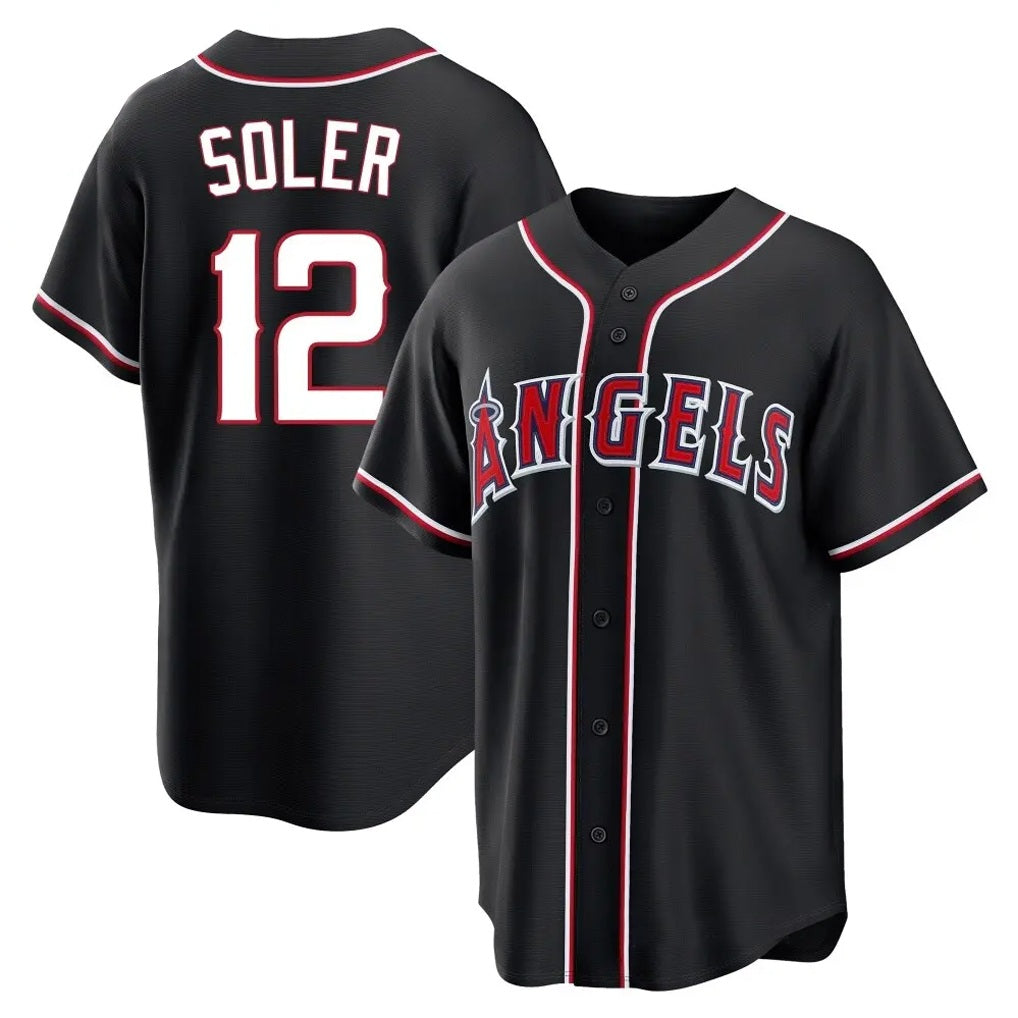 Los Angeles Angels #12 Jorge Soler Player Black MIKSHPS Fashion Out Home Game Stitched Jerseys