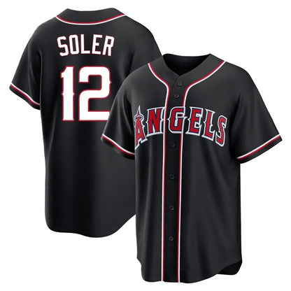 Los Angeles Angels #12 Jorge Soler Player Black MIKSHPS Fashion Out Home Game Stitched Jerseys