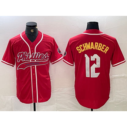 Philadelphia Phillies #12 Kyle Schwarber Red MIKSHPS 2024 City Connect Limited Stitched Jersey 2