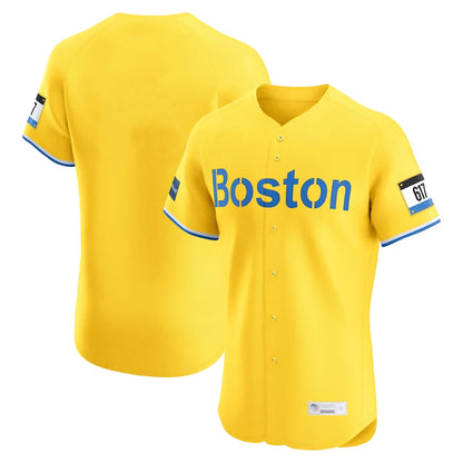 Boston Red Sox Blank Player Yellow MIKSHPS Limited Elite Home Game Stitched Jerseys