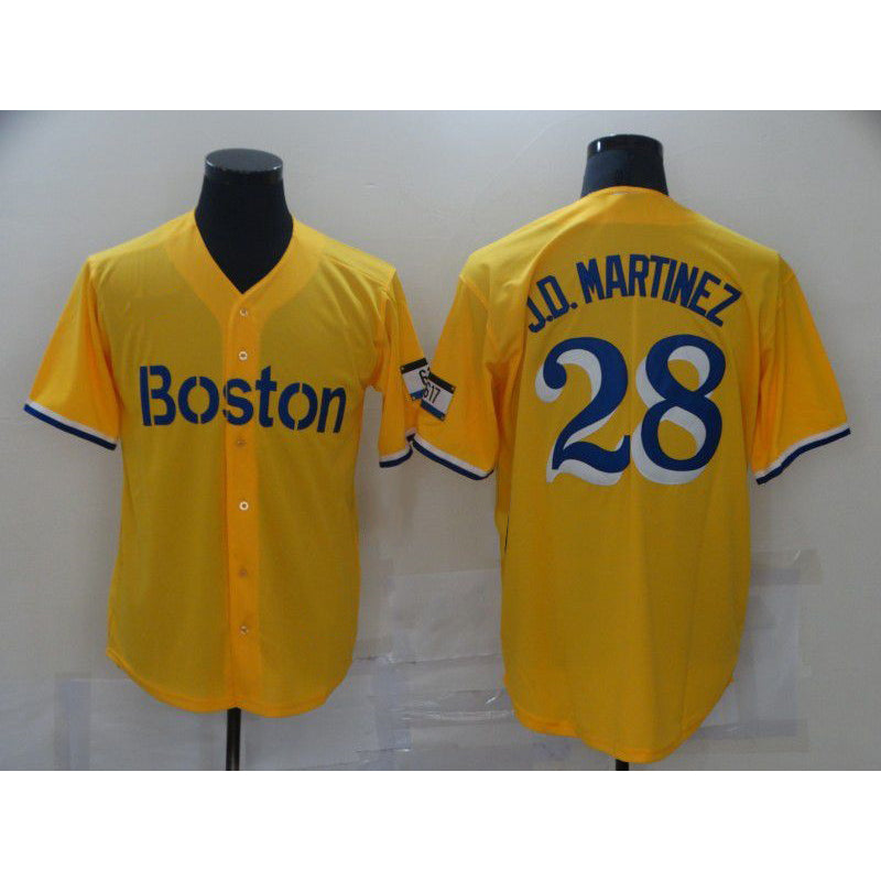 Boston Red Sox #28 J.D.Martinez Yellow MIKSHPS City Edition Game 2021 Jerseys