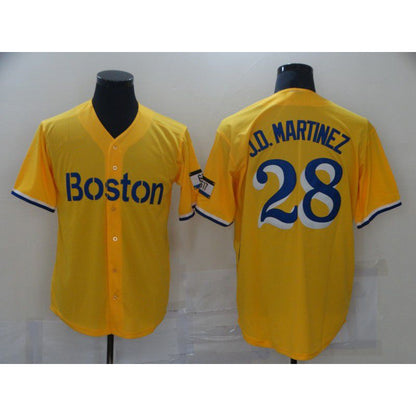 Boston Red Sox #28 J.D.Martinez Yellow MIKSHPS City Edition Game 2021 Jerseys