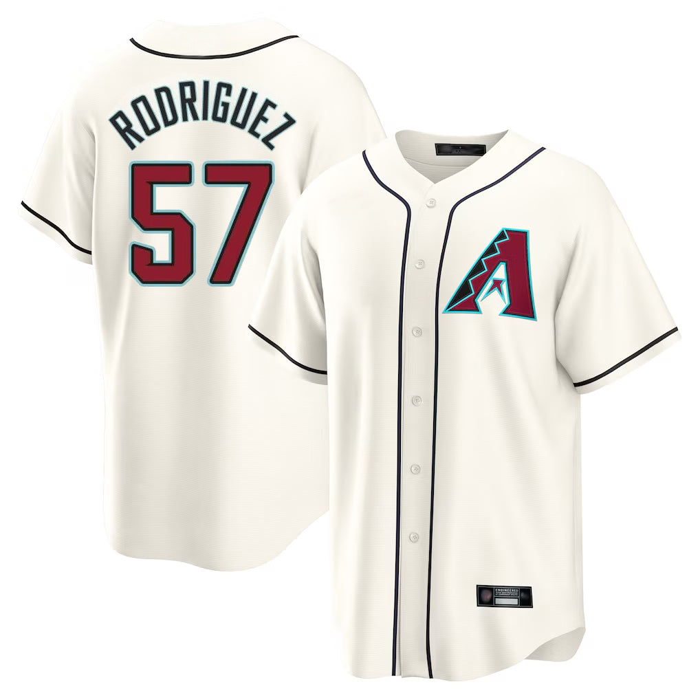 Arizona Diamondbacks #57 Eduardo Rodriguez Player Cream MIKSHPS Home Game Stitched Jerseys