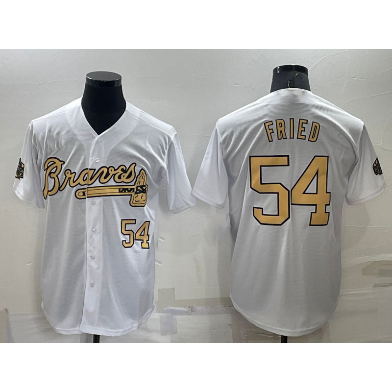Atlanta Braves #54 Max Fried Number White MIKSHPS 2022 All Star Stitched Cool Base Jersey