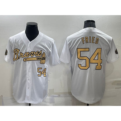 Atlanta Braves #54 Max Fried Number White MIKSHPS 2022 All Star Stitched Cool Base Jersey