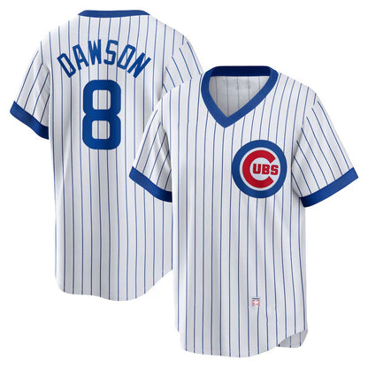 Chicago Cubs #8 Andre Dawson White MIKSHPS Home Cooperstown Collection Player Jersey