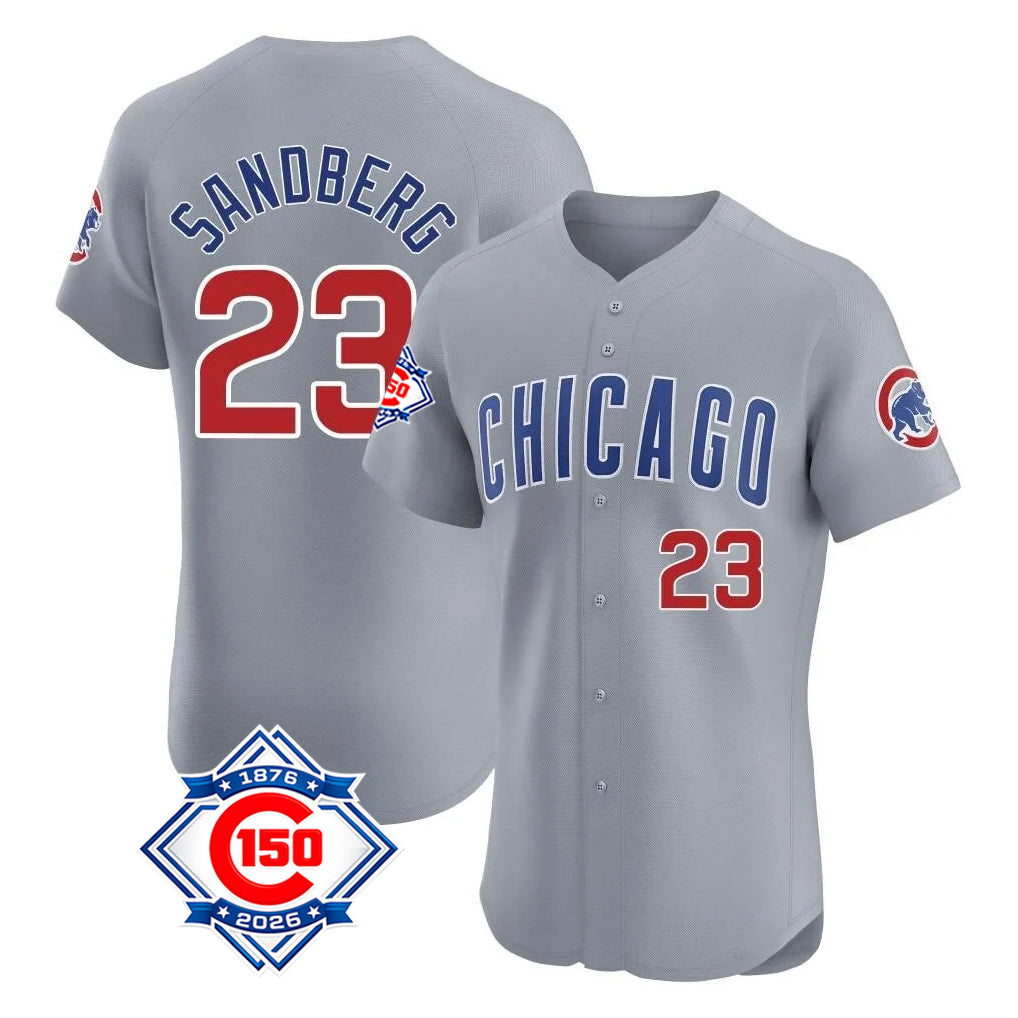 Chicago Cubs #23 Ryne Sandberg Player Gray MIKSHPS Road 150th Anniversary Limited Elite Home Stitched Jerseys