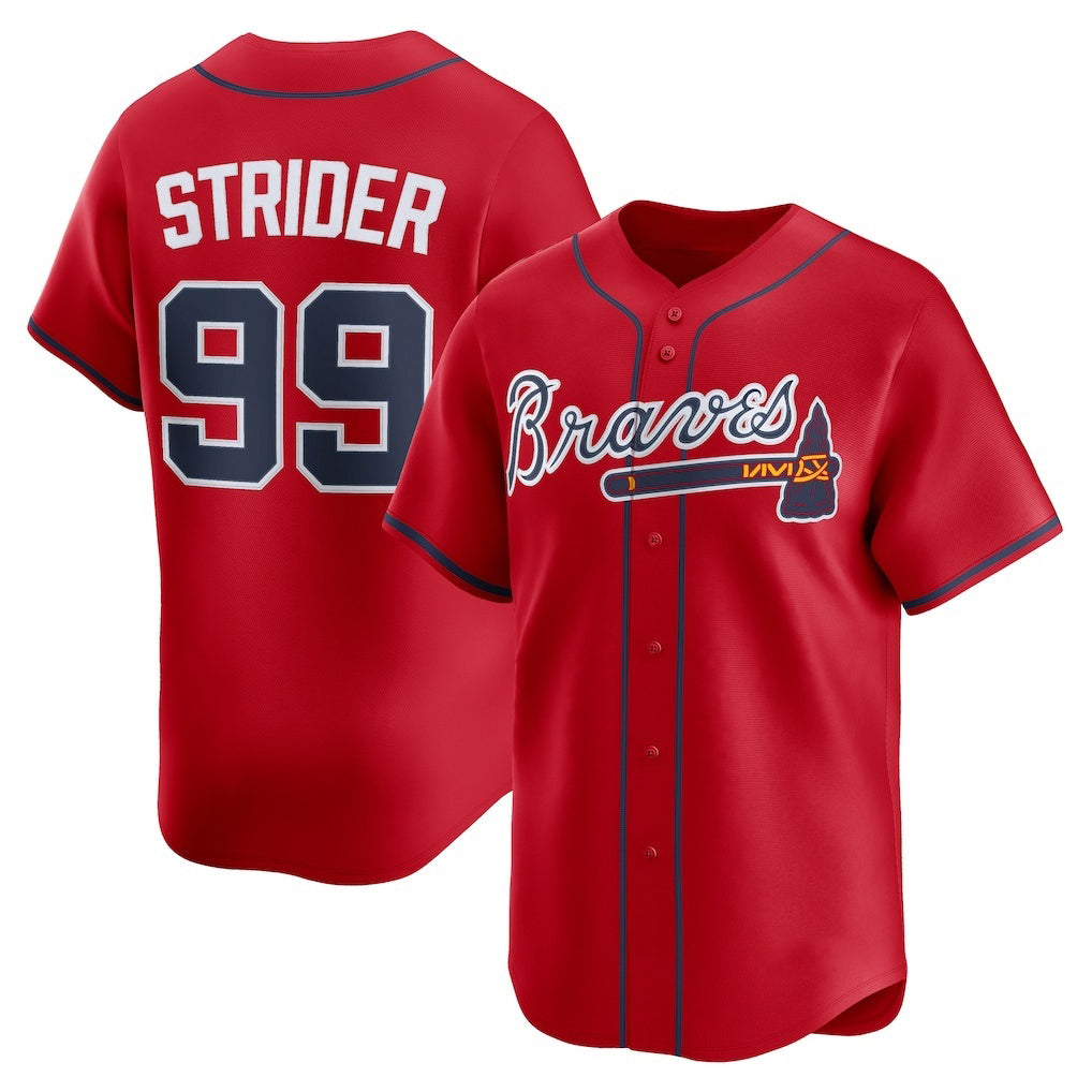 Atlanta Braves #99 Spencer Strider Red MIKSHPS Alternate Limited Player Jersey