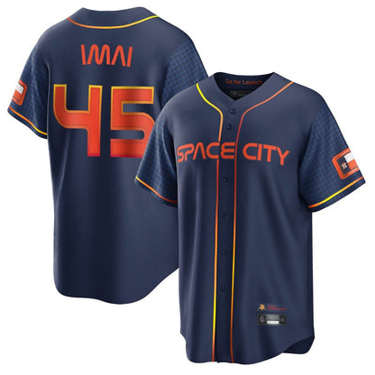 Houston Astros #45 Tatsuya Imai Player Navy MIKSHPS City Connect Home Game Stitched Jerseys
