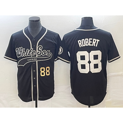 Chicago White Sox #88 Luis Robert Number Black MIKSHPS Cool Base Stitched Jersey