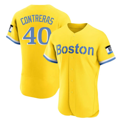 Boston Red Sox #40 Willson Contreras Player Yellow MIKSHPS Limited Elite Home Game Stitched Jerseys1
