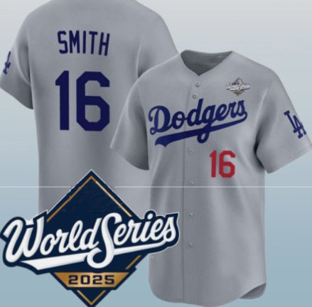 Los Angeles Dodgers #16 Will Smith Gray MIKSHPS 2025 World Series Limited Stitched Jersey