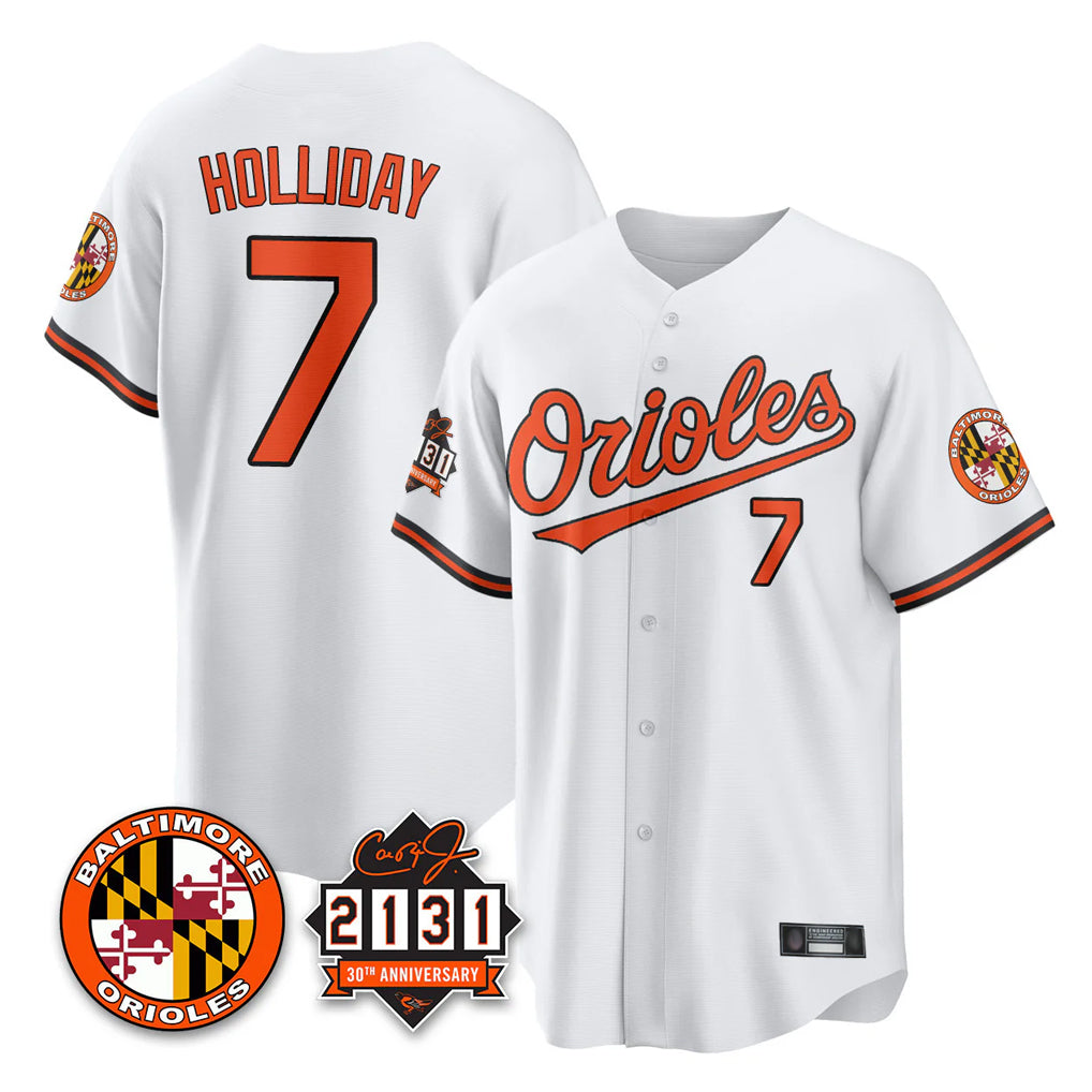 Baltimore Orioles #7 Jackson Holliday Player White MIKSHPS 30th Anniversary of 2131 Home Game Stitched Jerseys