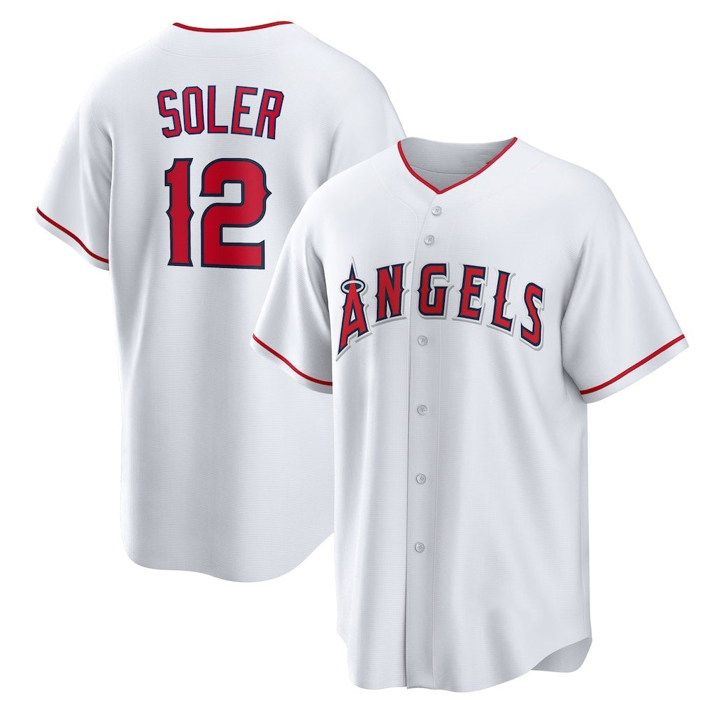 Los Angeles Angels #12 Jorge Soler White MIKSHPS Home Replica Jersey