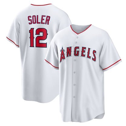 Los Angeles Angels #12 Jorge Soler White MIKSHPS Home Replica Jersey