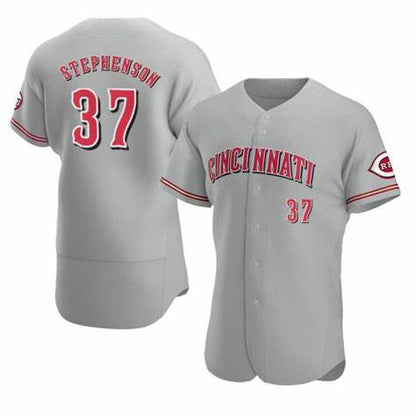 Cincinnati Reds #37 Tyler Stephenson Grey MIKSHPS Stitched Flex Base Jersey