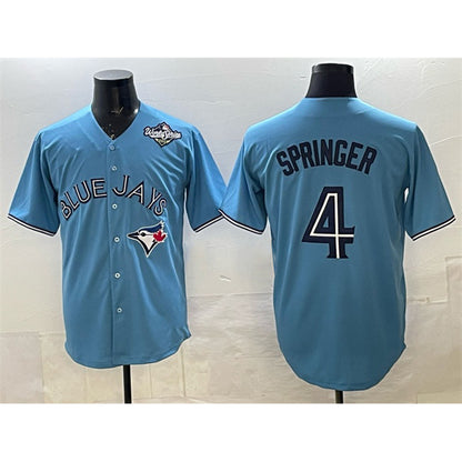 Toronto Blue Jays #4 George Springer Blue MIKSHPS 2025 World Series Cool Base Stitched Jersey