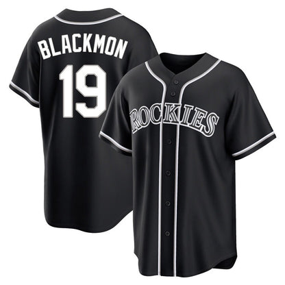 Colorado Rockies #19 Charlie Blackmon Player Black MIKSHPS Fashion Out Home Game Stitched Jerseys