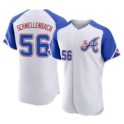 Atlanta Braves #56 Spencer Schwellenbach Player White MIKSHPS City Connect Limited Elite Home Game Stitched Jerseys