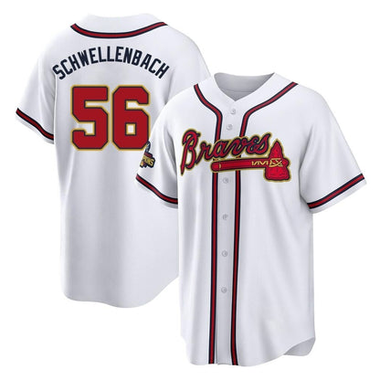 Atlanta Braves #56 Spencer Schwellenbach Player White Gold MIKSHPS Home Game Stitched Jerseys