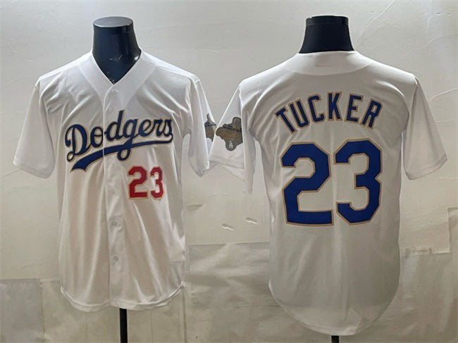 Los Angeles Dodgers #23 Kyle Tucker White MIKSHPS 2026 Gold Collection Stadium Stitched Jersey
