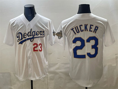 Los Angeles Dodgers #23 Kyle Tucker White MIKSHPS 2026 Gold Collection Stadium Stitched Jersey